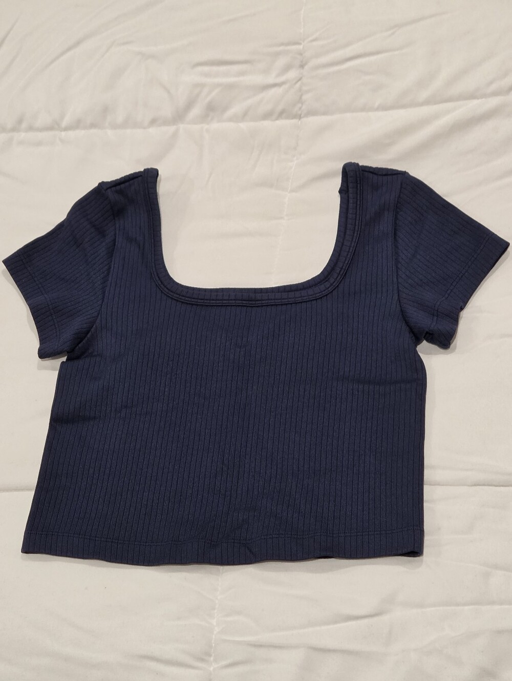 PINK Victoria's Secret Seamless Square Neck Ribbed Crop Top Navy Blue XS